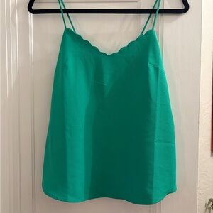 J Crew Green Scallop Edge Cami Top